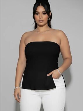 Plus-Size Strapless Black Tube Camisole